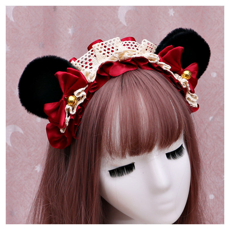 Lolita Lace Bear Ear Headband - Handmade Animal Ear Lolita Hair Accessory