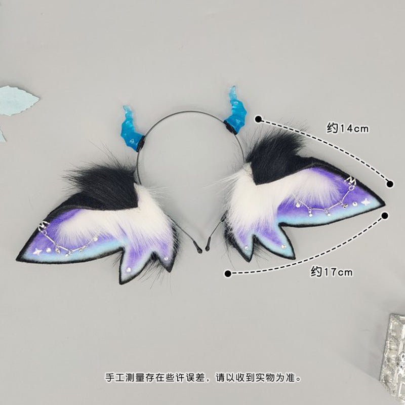 Demon Elf Butterfly Fantasy Headband - Halloween Plush Exaggerated Animal Ear