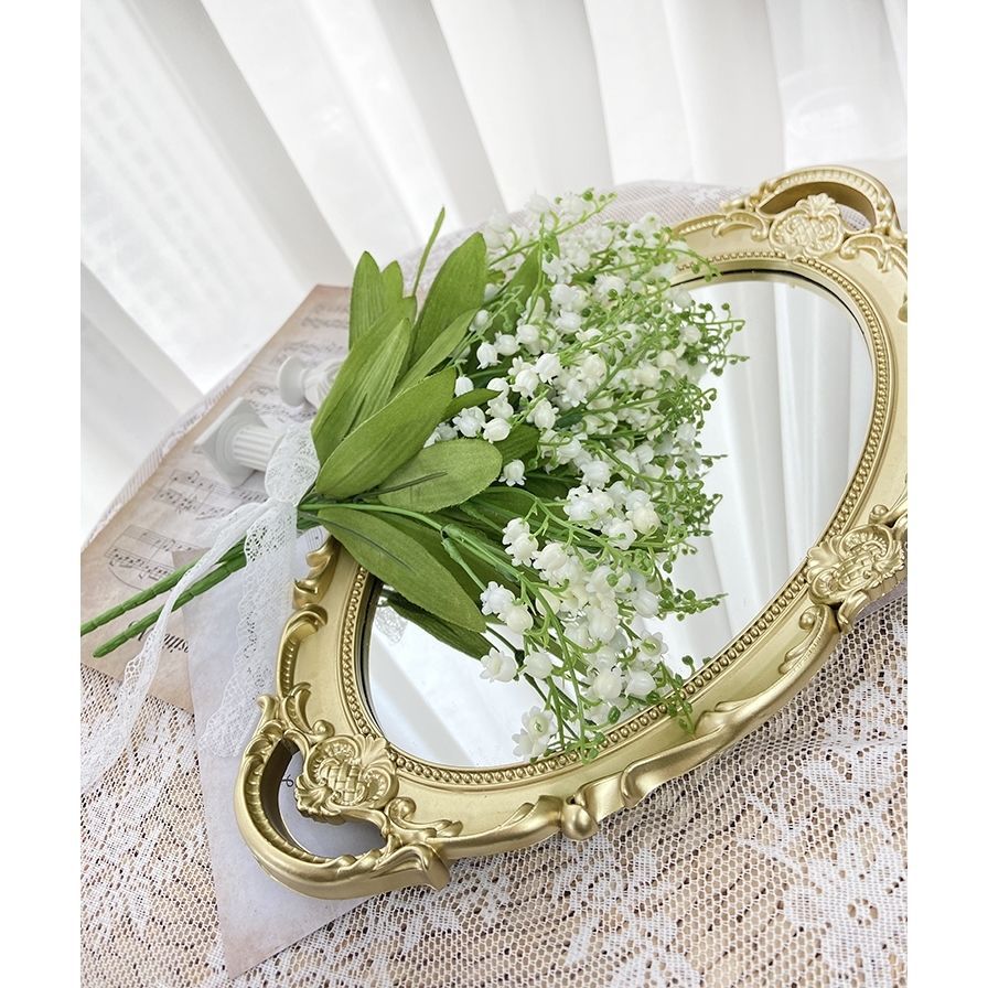 French Country Lolita Handmade Lily of the Valley Forest Style Bowknot Bnt Flat Hat Straw Hat Photo Shoot Catwalk Cla