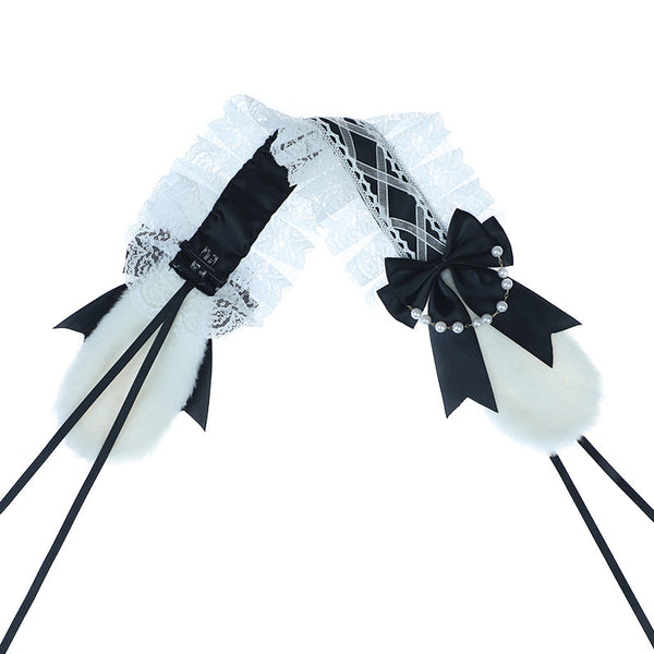 Comic Con Lolita Bunny Ear Headband Bowknot Soft Girl Style Bunny Ear Hair Accessory Anime Maid Lolita Headwear - Lolita Fetch