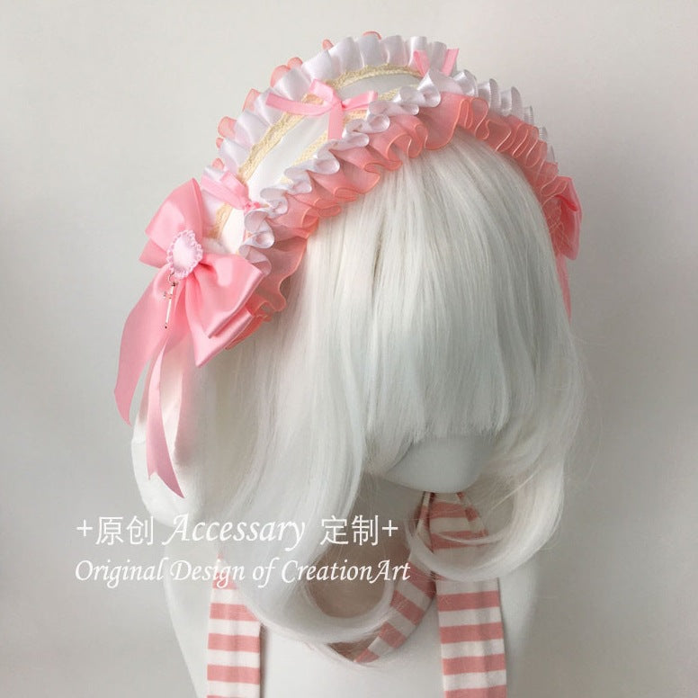 Lolita Lace Hairband Hair Accessories Bow Black Pink Girl Lolita Accessories Pink White Kc