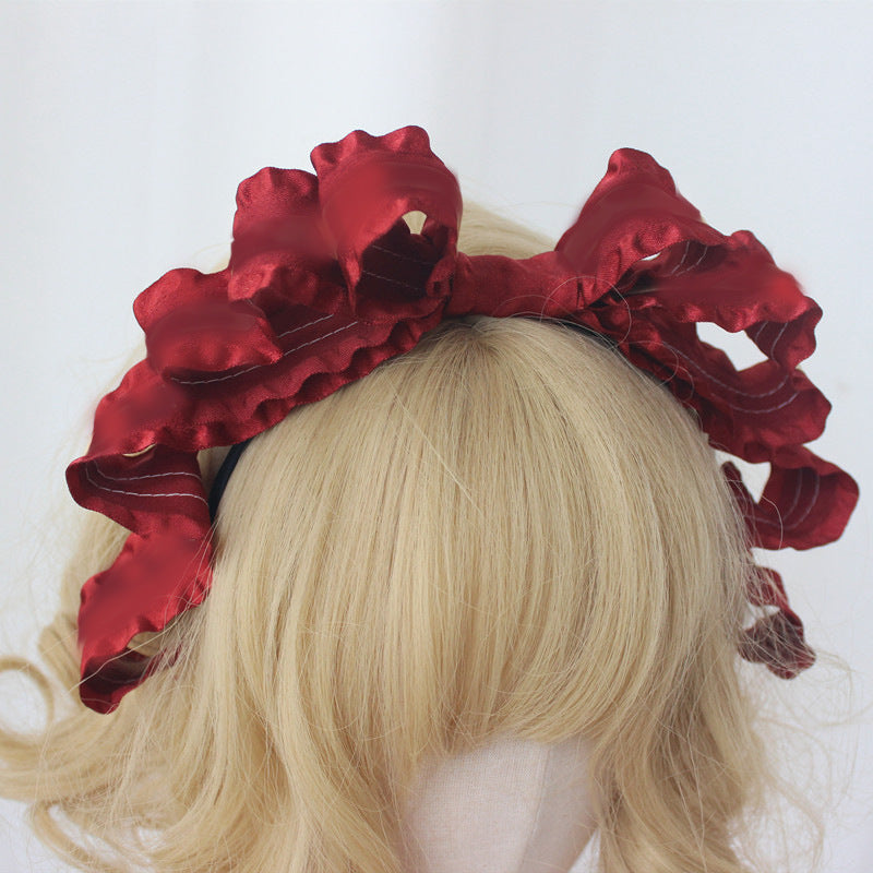 Multicolor Lolita Styling Headband KC - Original Handmade with Built-in Wire Bow | Sweet Girl Twist Small Hair Accessory