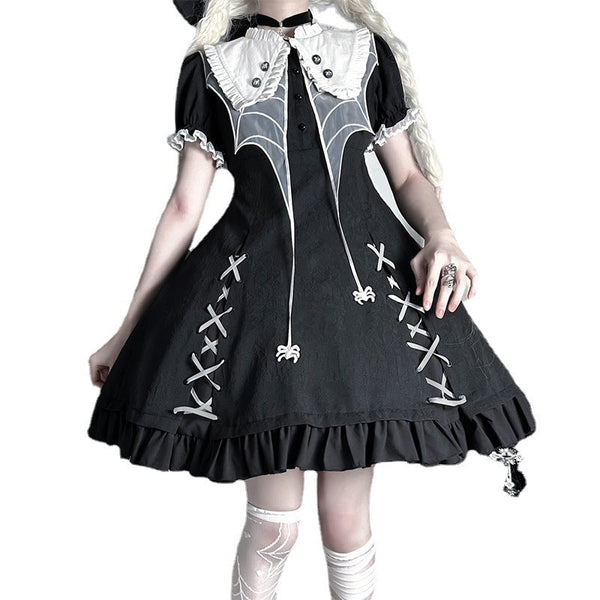 ZhiJinYuan - Spider Witch - Gothic Lolita Dark-theme Cobweb Unique OP - Lolita Fetch