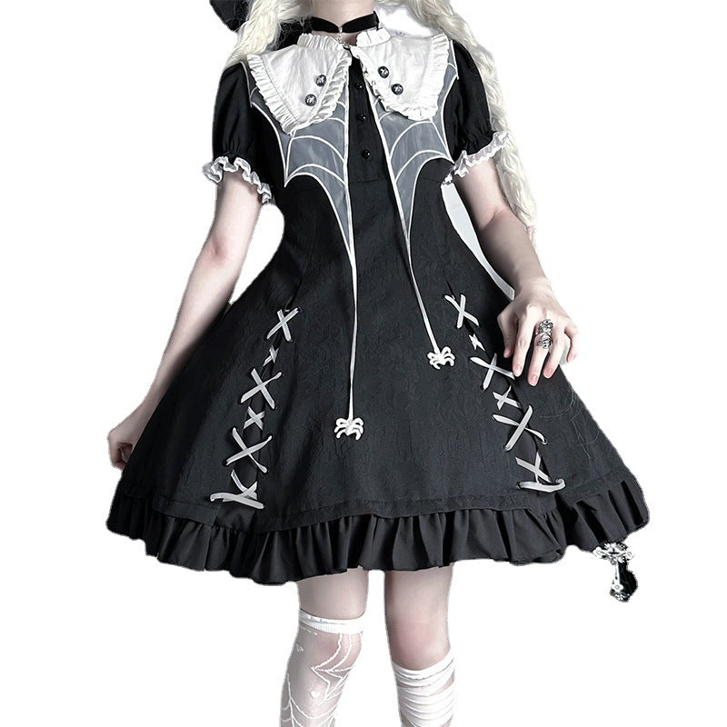 ZhiJinYuan - Spider Witch - Gothic Lolita Dark-theme Cobweb Unique OP