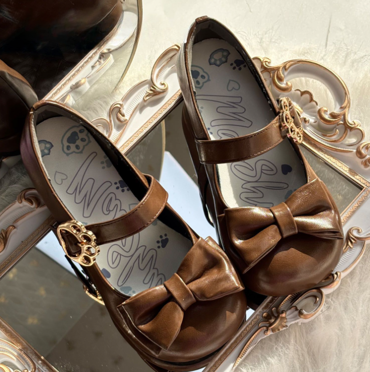 Sweet Bow Round-Toe Lolita Shoes | Original Cute Low-Heel Lolita Shoes