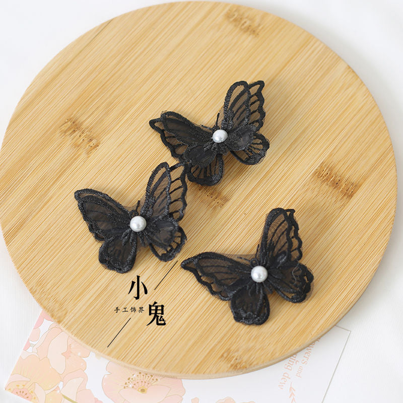 Miss Fula Lolita  Elegant Hairband Lolita Hairband Necklace White Wedding Black Hat