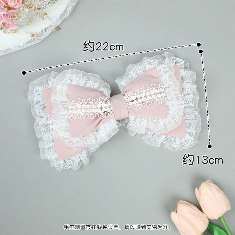 Handmade Japanese Lolita Lace Bow Hair Clip - Cute Soft Girl Hair Accessory