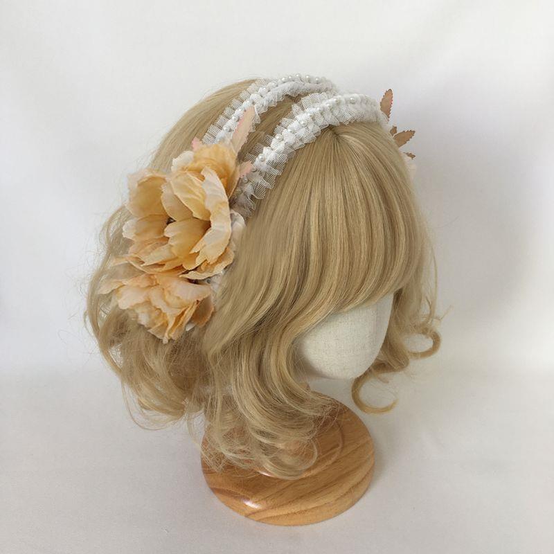 Original Multicolor Lolita Pearl Headband KC Flower Fairy Hair Accessory Little Fairy Temperament Hollow Out Ornament Lolita