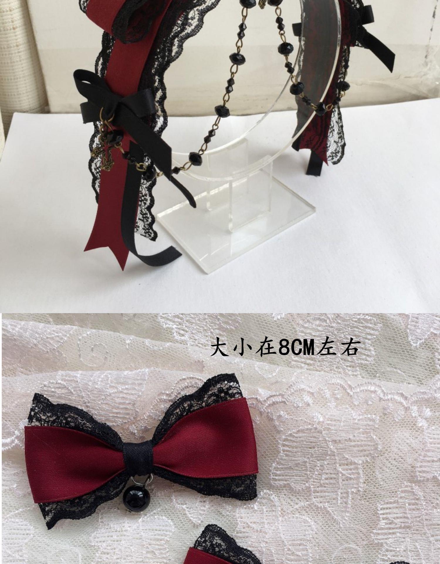 Castle Night Original Dark Wine Red Lolita Small Bow Hair Clip Lolita Hair Accessory Gothic Style KC