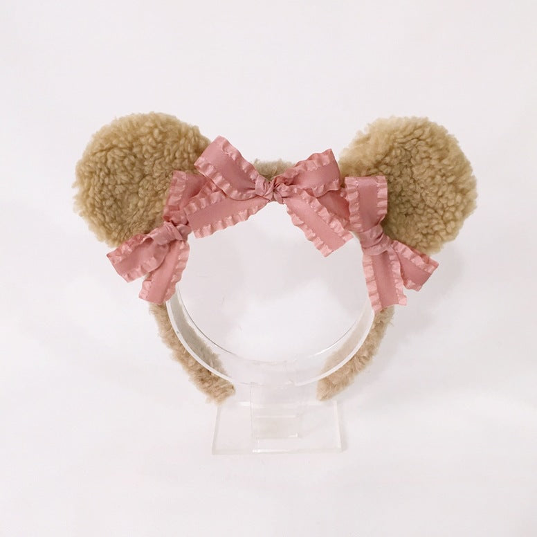 Original Handmade Lolita Bear Ear Bow Hairband - Christmas Themed Hair Accessory