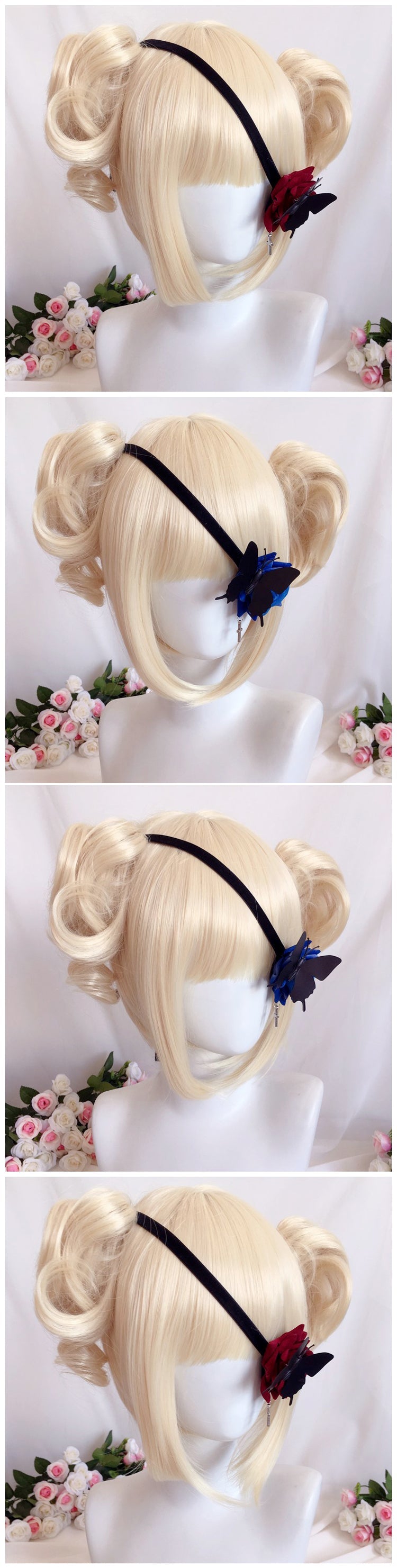 Lolita Single Eye Mask - Butterfly Rose Gothic Dark Style