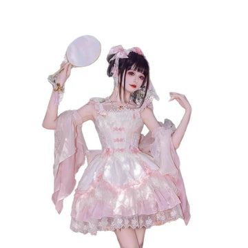 ZhiJinYuan -Flower Poetry - Elegant Sweet Qi Style Full Set Lolita JSK Dress