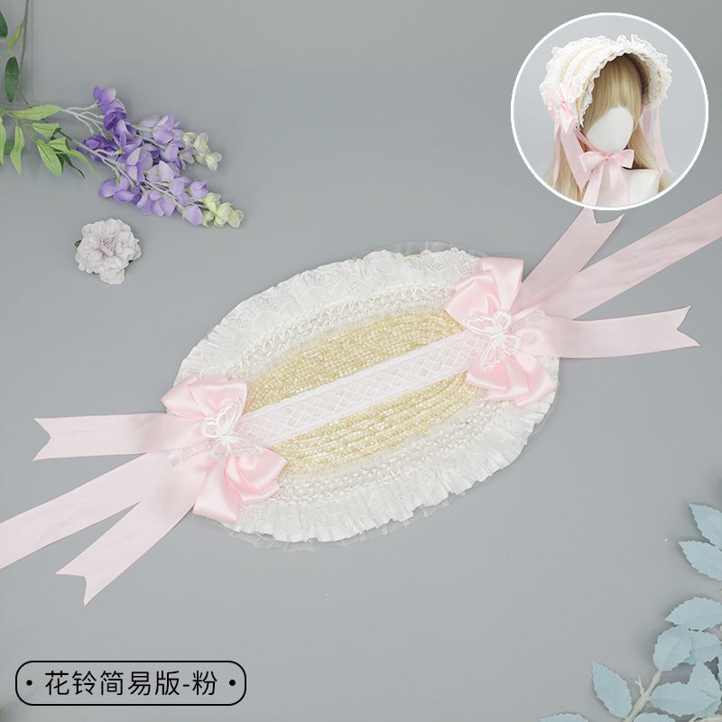 Lolita Hat Flower Bell Handmade Bonnet Multi-color BNT Original Design Pastoral Style Lolita Straw Hat for Women