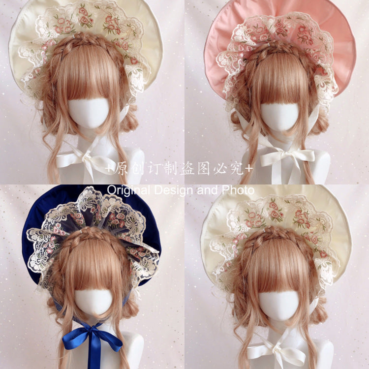 Victorian Lolita Bonnet Hat Wedding Tea Party Lolita BB Hat Classical Bnt Headwear KC Hairband