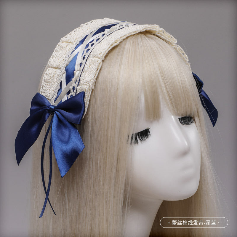 Cute Ribbon Japanese Lolita Maid Headwear Lolita Headband Cosplay Bunny Ears Lace