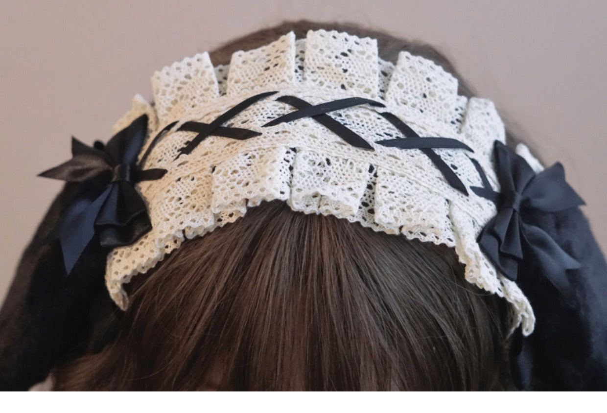 Original Handmade Drop Ear Rabbit Bunny Ear Ruffle Hairband Cotton Linen Japanese Korean Lolita