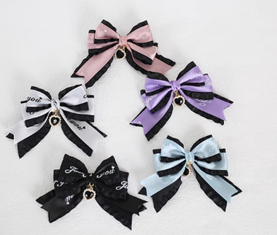 Xiaogui - Sweet Lolita Ribbon Bow Hair Clips - Headwear