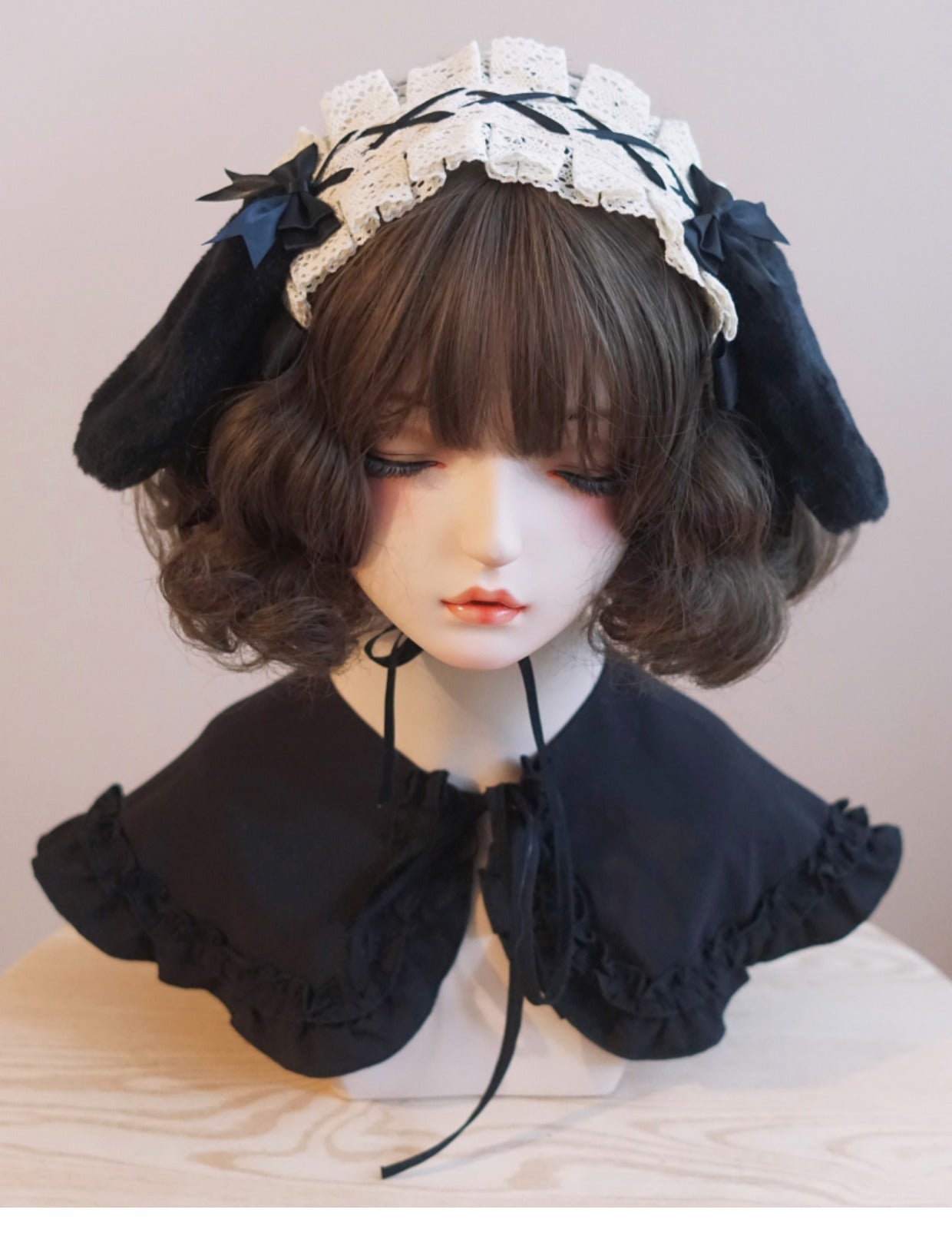 Original Handmade Drop Ear Rabbit Bunny Ear Ruffle Hairband Cotton Linen Japanese Korean Lolita