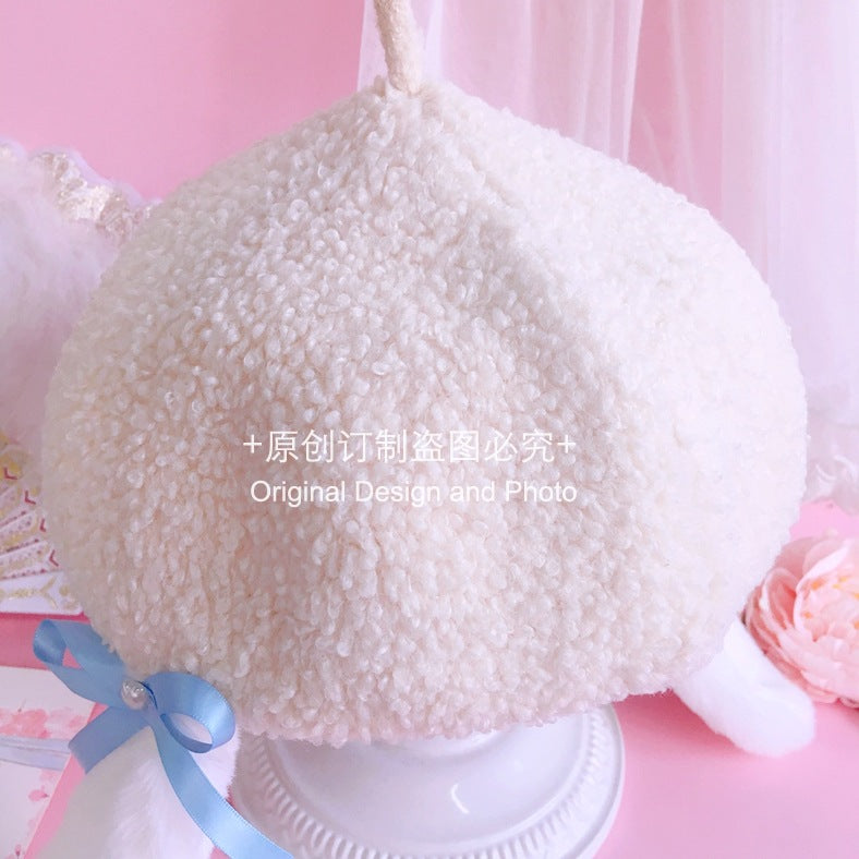 Original Design Big-Eared Dog Fluffy Beret Lolita Cute Cinnamoroll Donut Hat