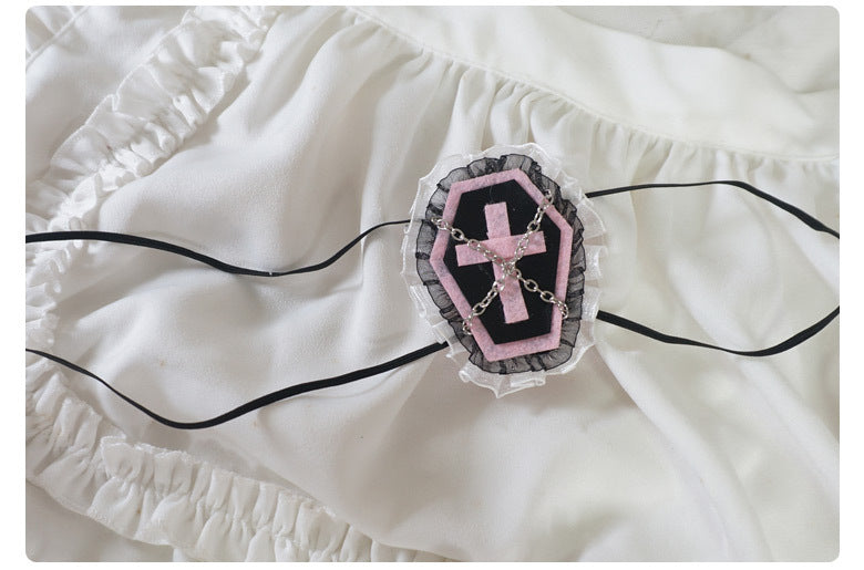 Gothic Girl Cross Single Eye Mask Lolita Dark Halloween Accessories Yandere Mid-2000s Harajuku Style