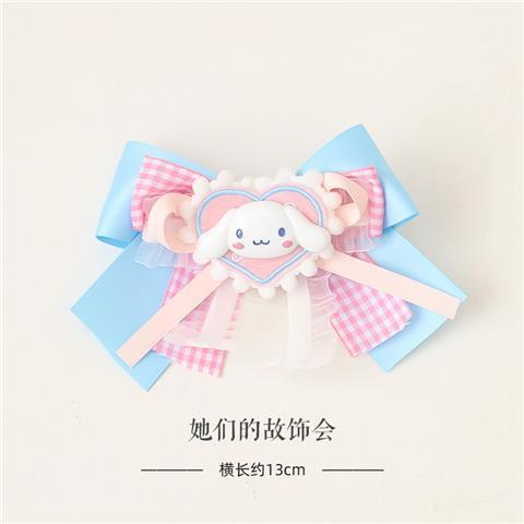 LOLITA Hair Accessories Sweet Bow Hair Clip Cinnamoroll Kuromi Pink Blue Soft Girl Lolita Hair Ornament