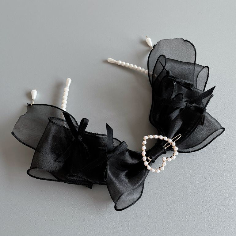 Original Handmade Ruiben Rabbit Full Color Pearl Kc Lolita Headband Organza Bow