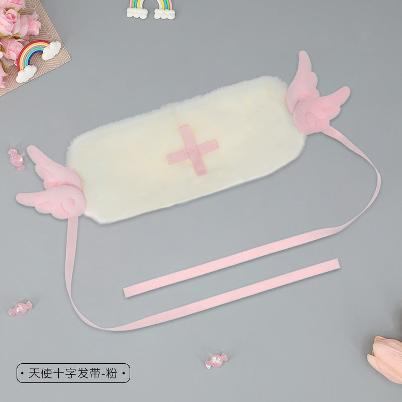 Plush Angel Wings Ears Headwear Comic Exhibition Props Ribbon Headwear Japanese Style Lolita Hairband