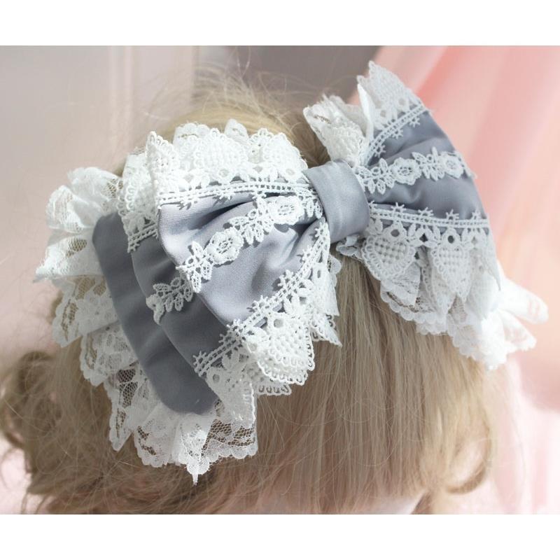 Christmas Lolita Girl Soft Heart KC Headwear Hair Accessories Lolita Lace Three-Layer Bow Hairband