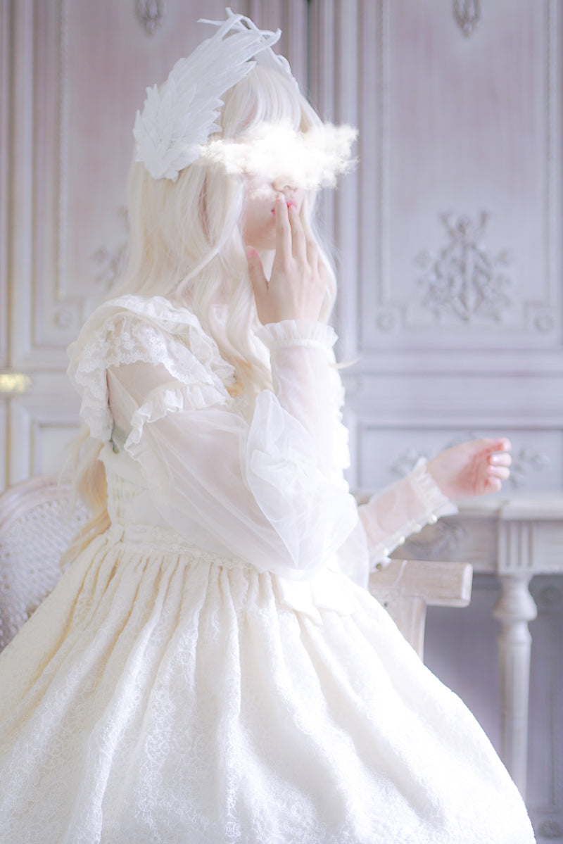 Original Design Angel Wings Lolita Feather Black and White Two-tone Embroidered Hair Clip Styling