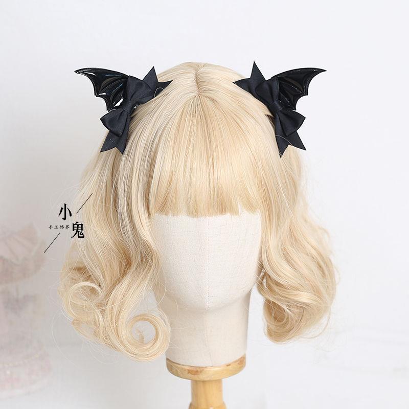Black Wings Demon Hair Clip Bat Side Clip Halloween Headwear Bow Hair Accessory Lolita Gothic