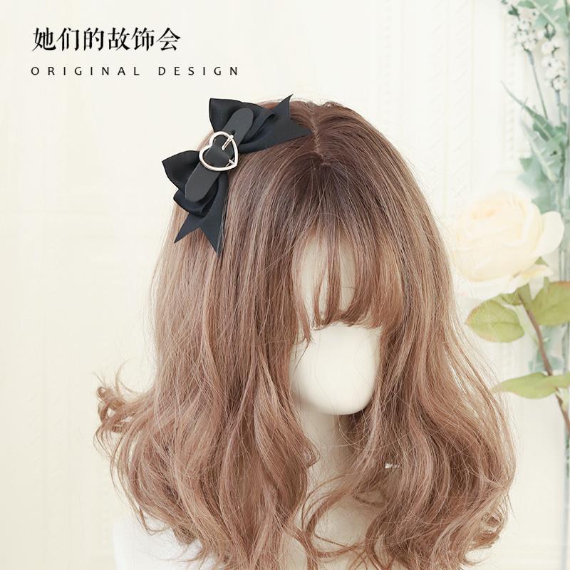 Lolita Hair Accessories Hard Girl Cool Punk Style Heart Handmade Bow Hair Clip JK Sweet Heart Lolita Hair Ornament