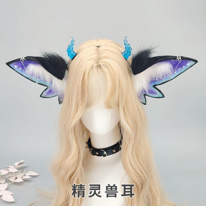 Demon Elf Butterfly Fantasy Headband - Halloween Plush Exaggerated Animal Ear