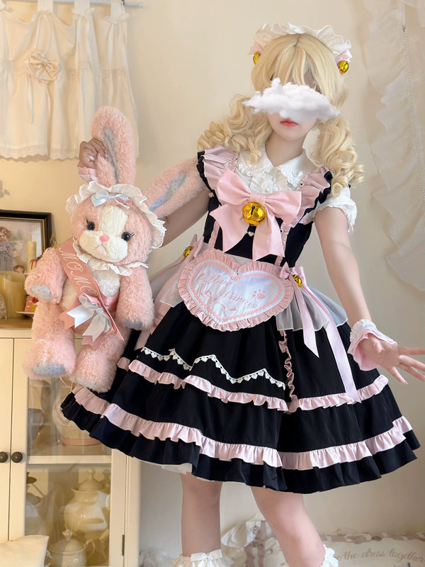 Lady Han Sweet Chef Maid JSK dress from Lolita Fetch featuring a cute, pastel-colored maid design and ruffled details.