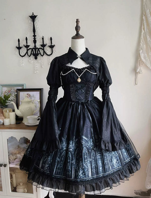 Sugar Girl - Silent Night Church - Gothic Lolita JSK Dress & Bolero, Church Print