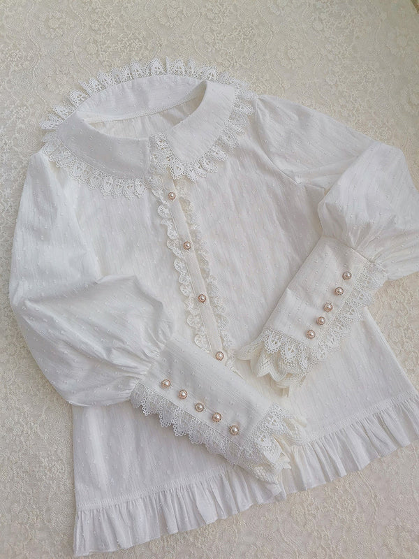 Yilia - Sweet Lolita Peter Pan Collar - Cotton Blouse Innerwear