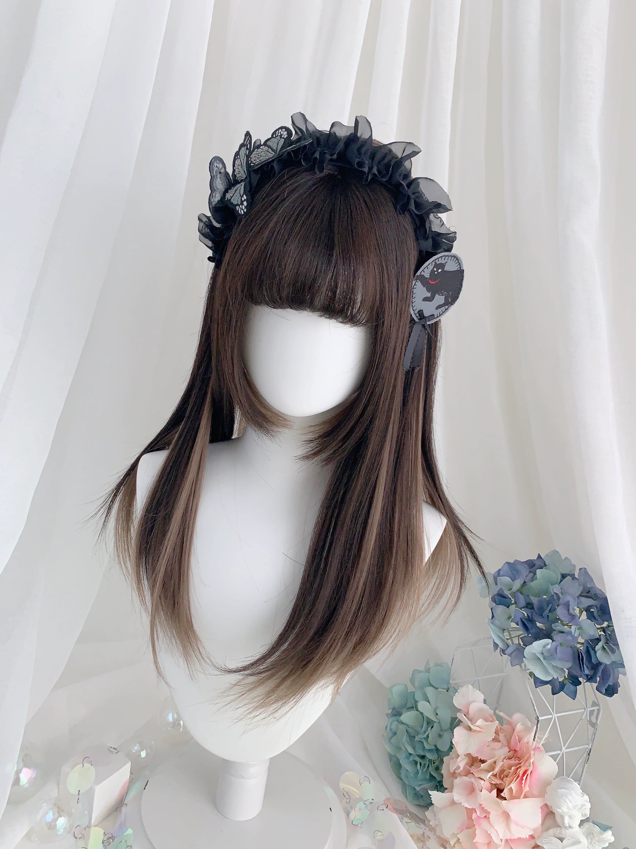 Spot MONKEEP Monkey Bajia, Liuxin Pie, bangs top hair piece natural straight broken hanging ear dye, original wig