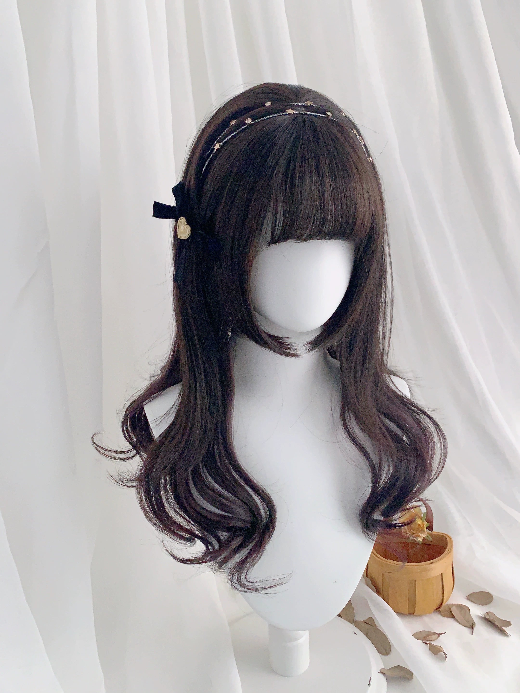 Spot MONKEEP Monkey Bajia, Flow Heart Twist Pie Bangs Top Hair Piece Air Tail Roll Hanging Ear Dyeing Original Wig