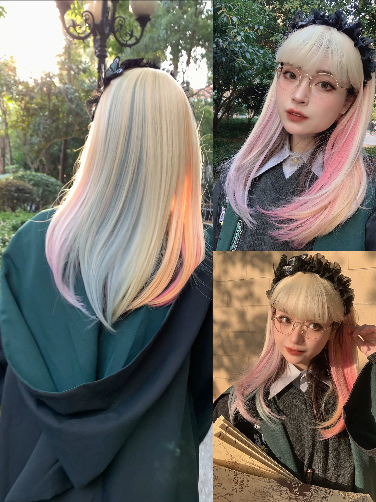 Spot MONKEEP Monkey Bajia, Liuxin Pie, bangs top hair piece natural straight broken hanging ear dye, original wig