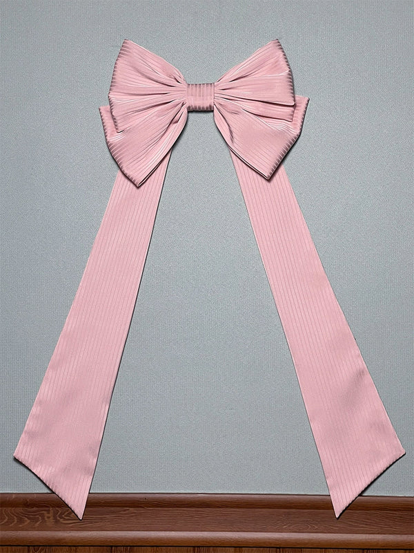 Pink Alice girl Lolita trailing bow with long ribbons