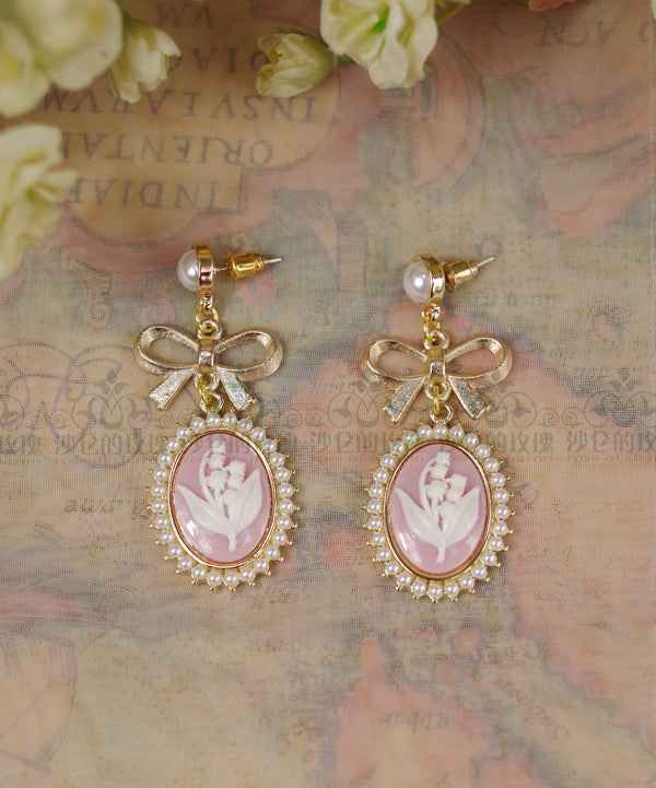 Rose of Sharon - Retro Cameo Lolita Earrings - Earrings