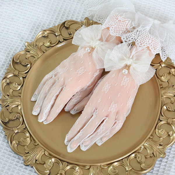 Xiaogui - Lace Bowknot Flower Vintage Lolita - Gloves Hand Accessory