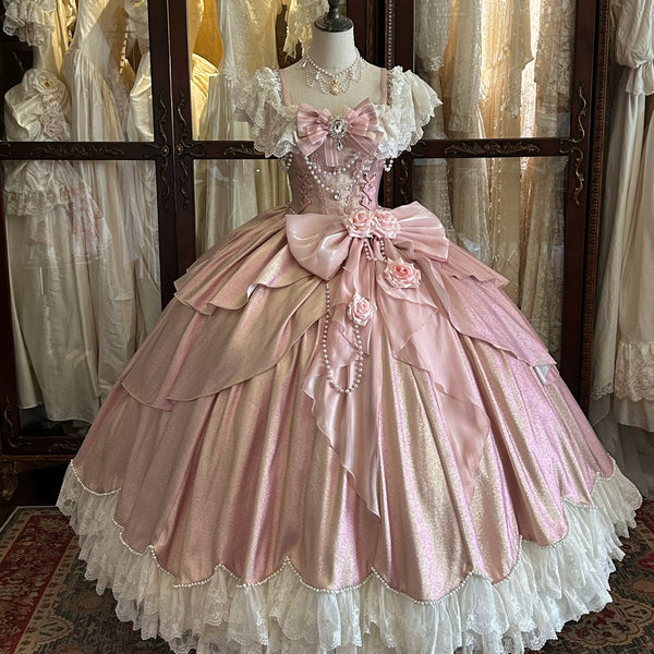 Flora Muse - Pink Lolita Ball Gown - Off-shoulder formal lolita ball