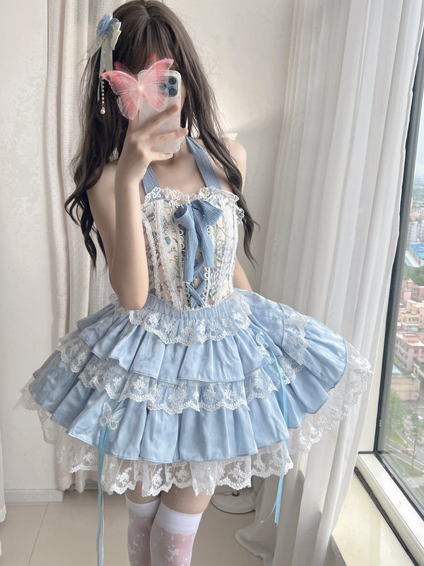 Qianmu - Endless Summer - Sweet Lolita Skirt Set with Ballet-Styled Bodice