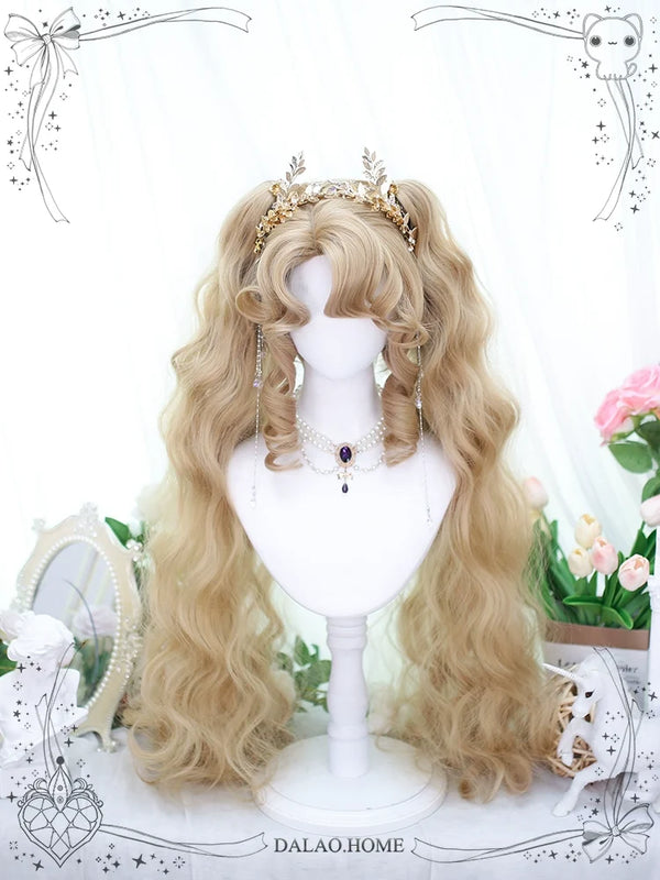 Dalao Home - Lolita Short Curls Hair Oil - Painting Style Double Ponytail Wig Wig