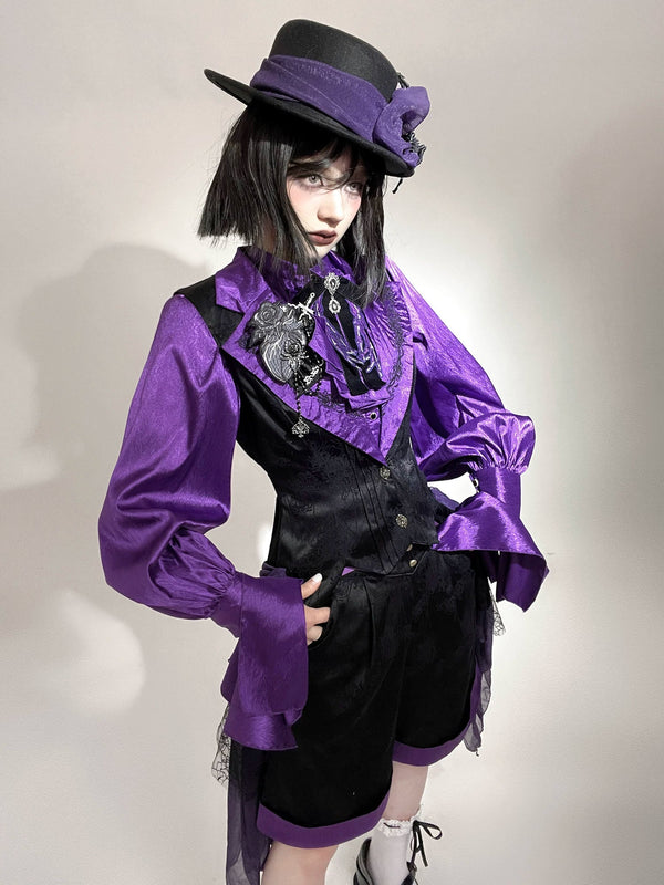 Miss Point - Moonnight Return - Gothic Lolita Long Vest, Embroidered Collar