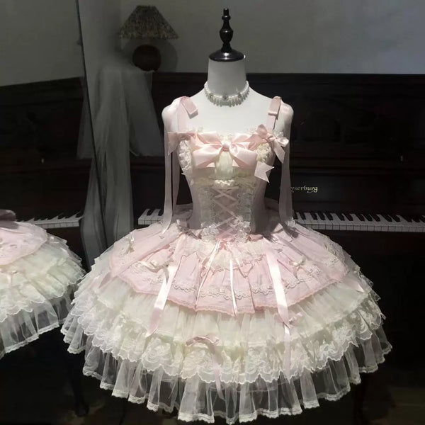 PS Original Design - Heart Song - Peach Snow - Sweet Lolita JSK Dress Set