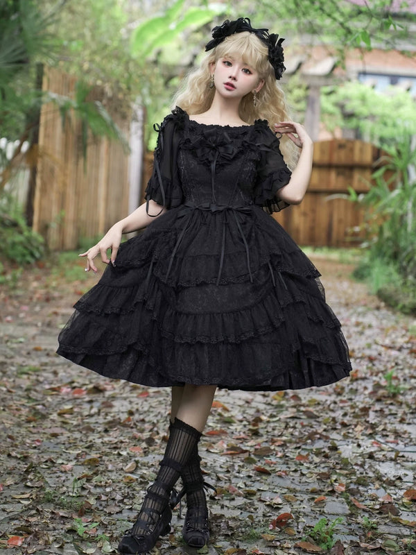 Eieyomi - Iris Love - Gothic Princess Lolita JSK Dress & Elegant Chiffon Top
