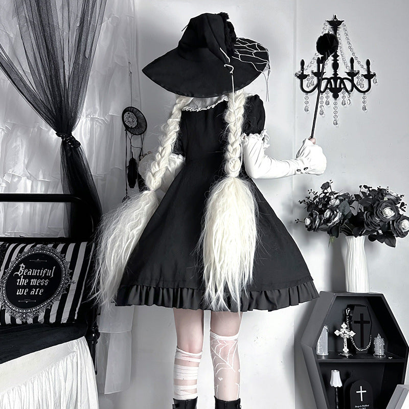 ZhiJinYuan - Spider Witch - Gothic Lolita Dark-theme Cobweb Unique OP