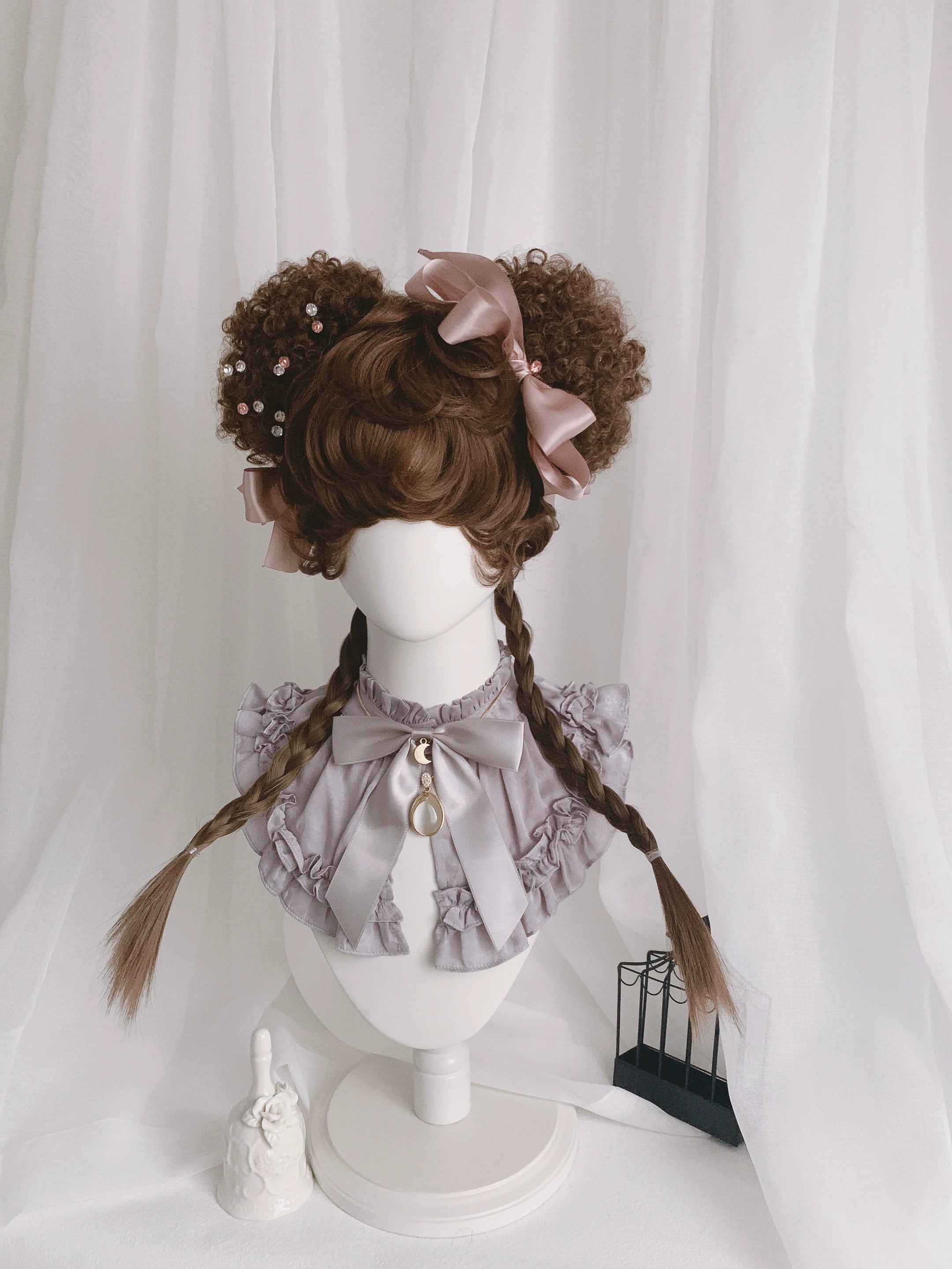 Spot MONKEEP Monkey Bajia, Phantom Circus - Bear Small Curly Hair Short Curly Dough Tiger Clip, Original Wig