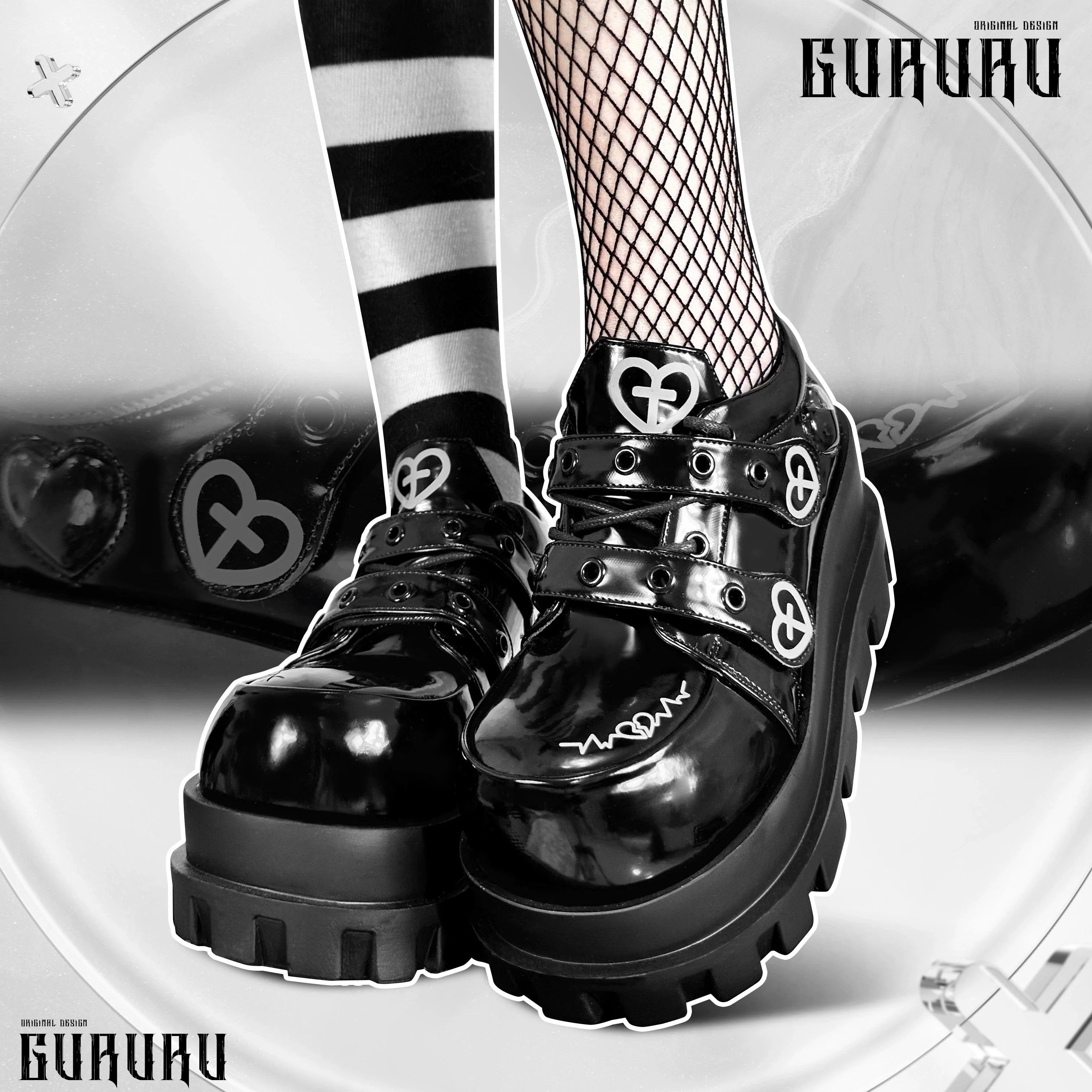 telepathy GURURU original punk water injection love cross macaron subculture platform shoes